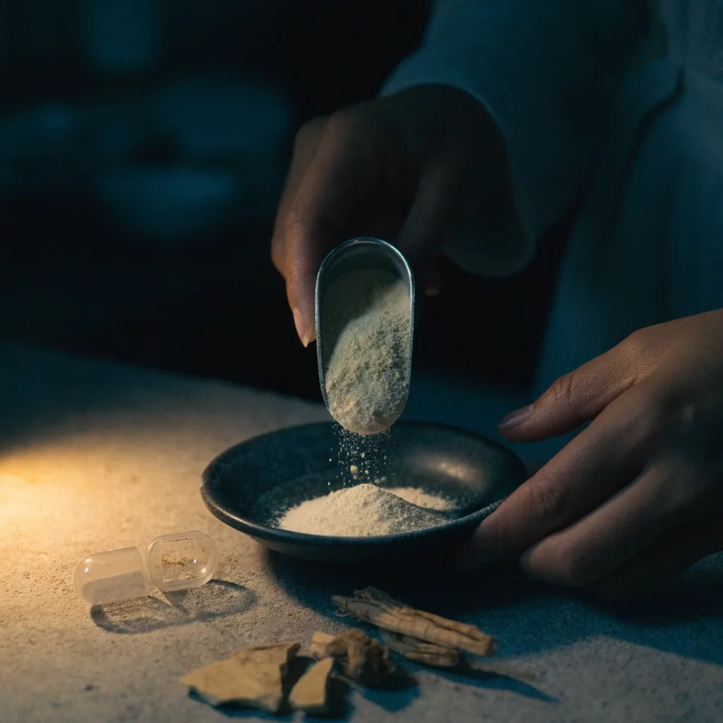Ciemny stół redakcyjny nocą, pojedyncza niezadrukowana kartka pod lampą